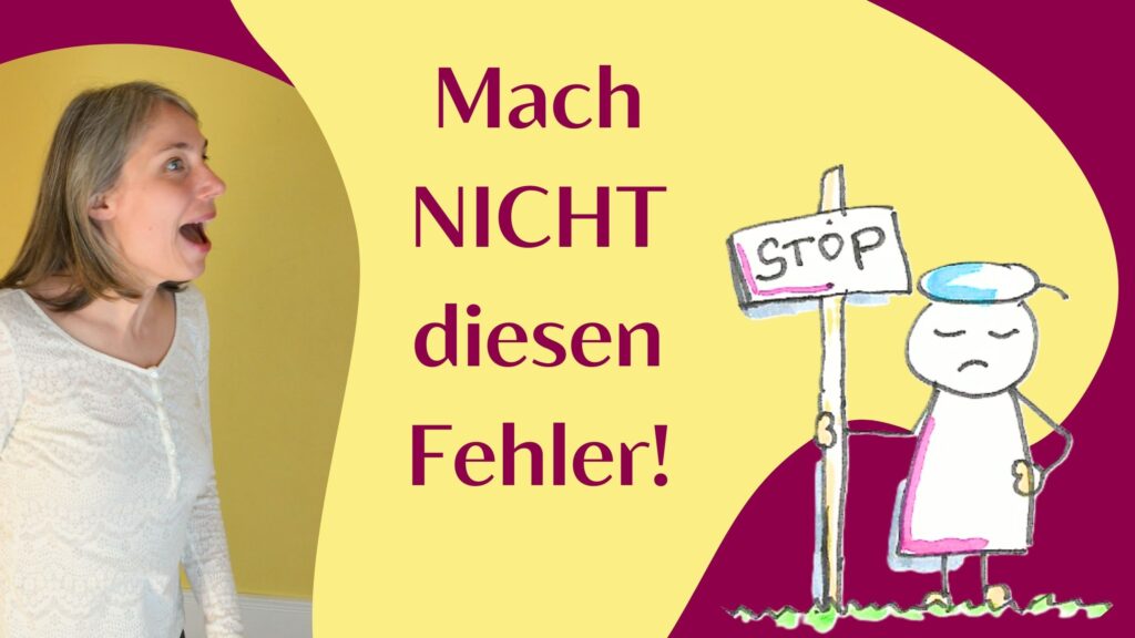 Sara ruft "Mach nicht diesen Fehler" Rechts eine Comic Figur, die ein Stopp Schild hochhält