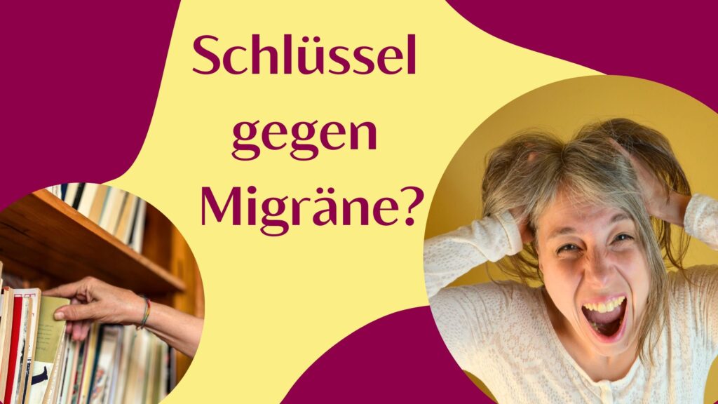 Schlüssel gegen Migräne,Sara rauft sich wütend die haare, Jemand nimmst ein Buch aus dem Bücherregal