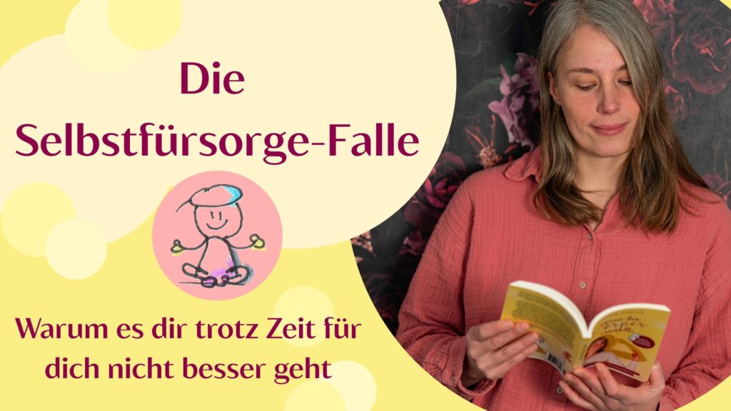 Sara liest nachdenklich ein Buch, Sketchnote von einem Männchen im Schneidersitz